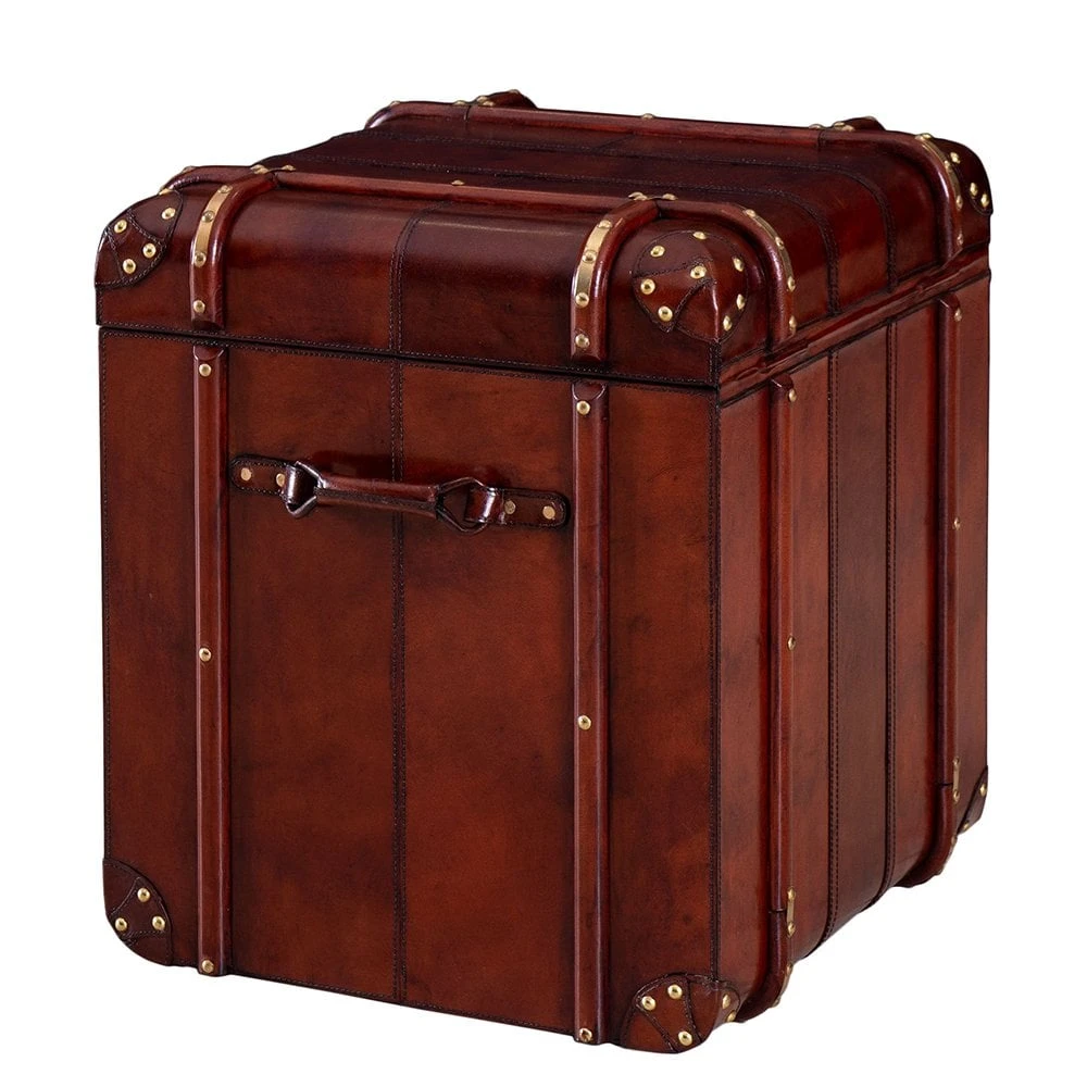 Luxury Handcrafted Leather Large Storage Trunk Cognac: SE-1454 - Image 3