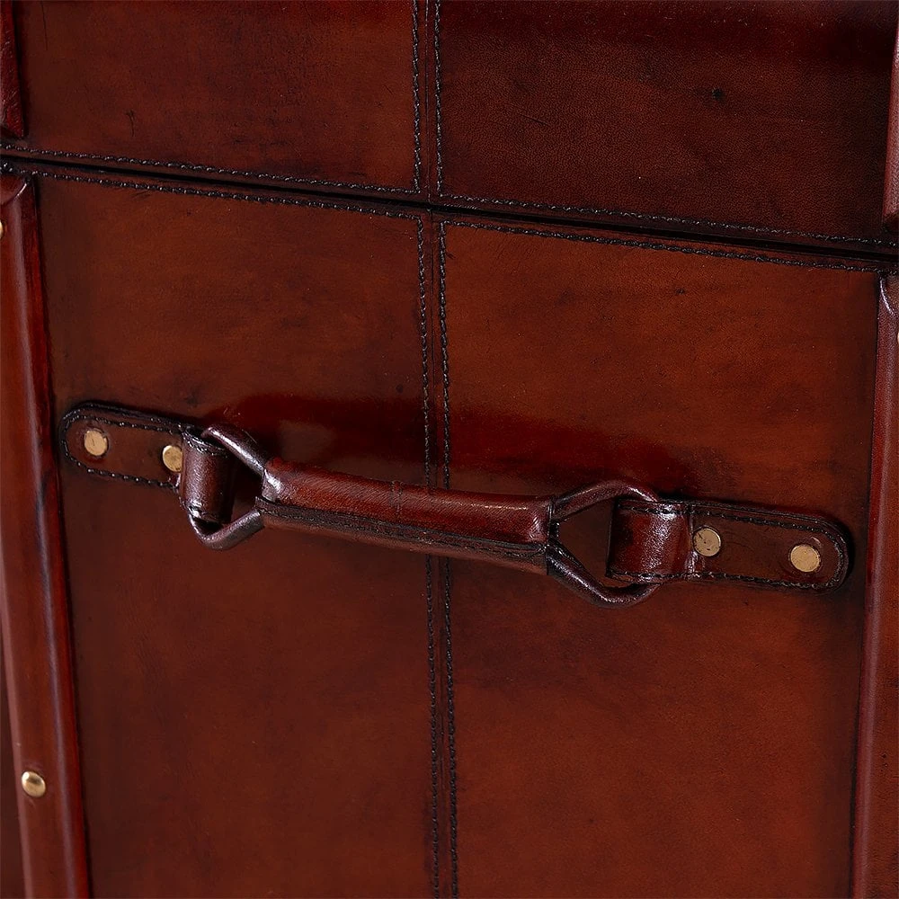 Luxury Handcrafted Leather Large Storage Trunk Cognac: SE-1454 - Image 5