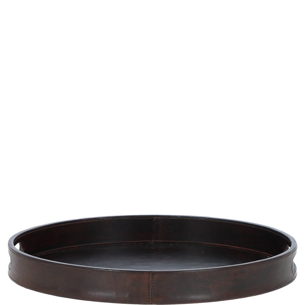Luxury Oval Leather Tray Brown: AGC-82