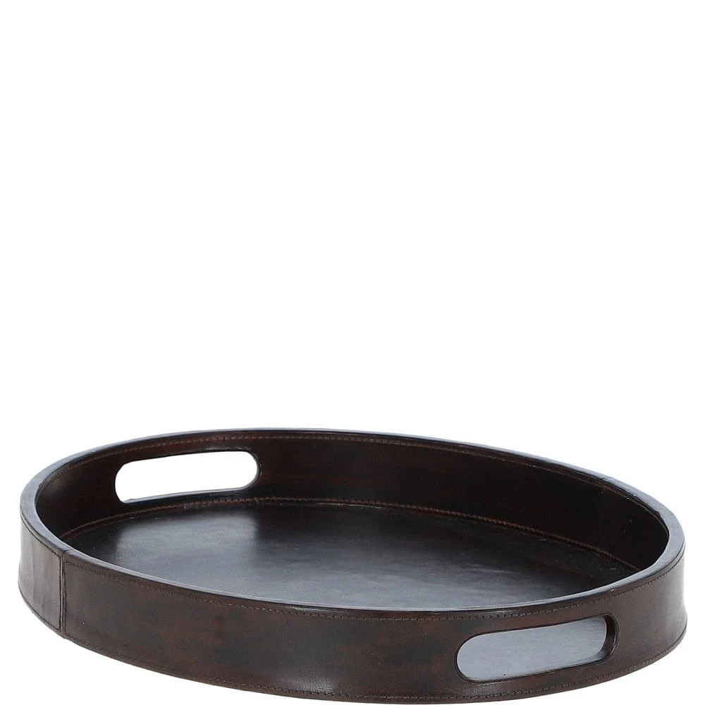 Luxury Oval Leather Tray Brown: AGC-82 - Image 2