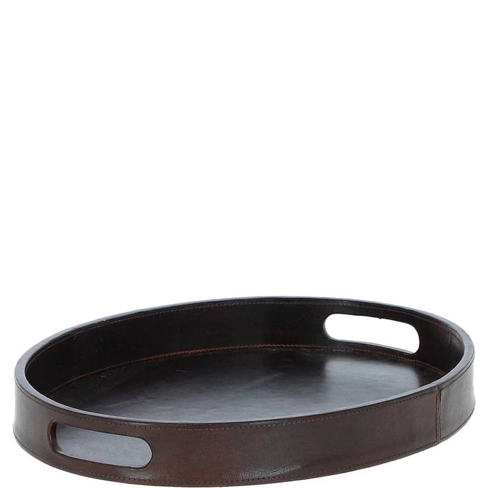 Luxury Oval Leather Tray Brown: AGC-82 - Image 4