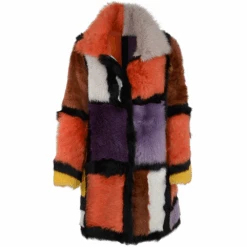 Luxury Patchwork Art Reversible Sheepskin Coat Multi : Monet