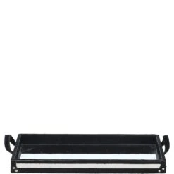 Luxury Rectangular Leather Hair-on Hide Tray Black: AGC-66