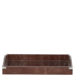 Luxury Rectangular Leather Tray Brown: AGC-54