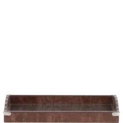 Luxury Rectangular Leather Tray Brown: AGC-55