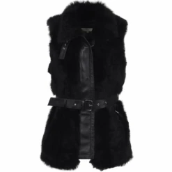 Luxury Shearling Gilet Black: Catiyana