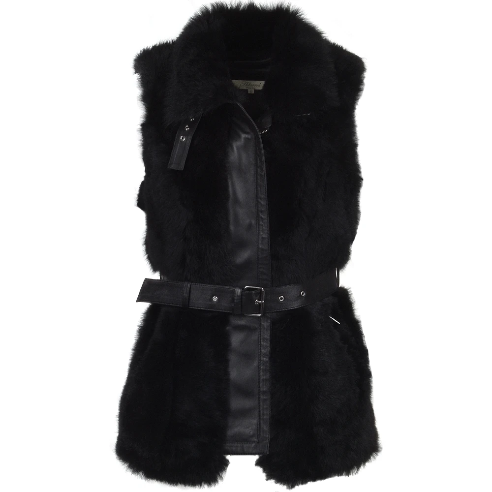 Luxury Shearling Gilet Black: Catiyana