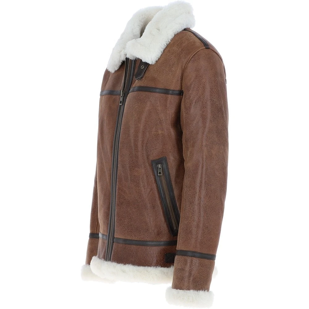 Luxury Shearling Pilot Jacket Antique : Ke-271 - Image 2