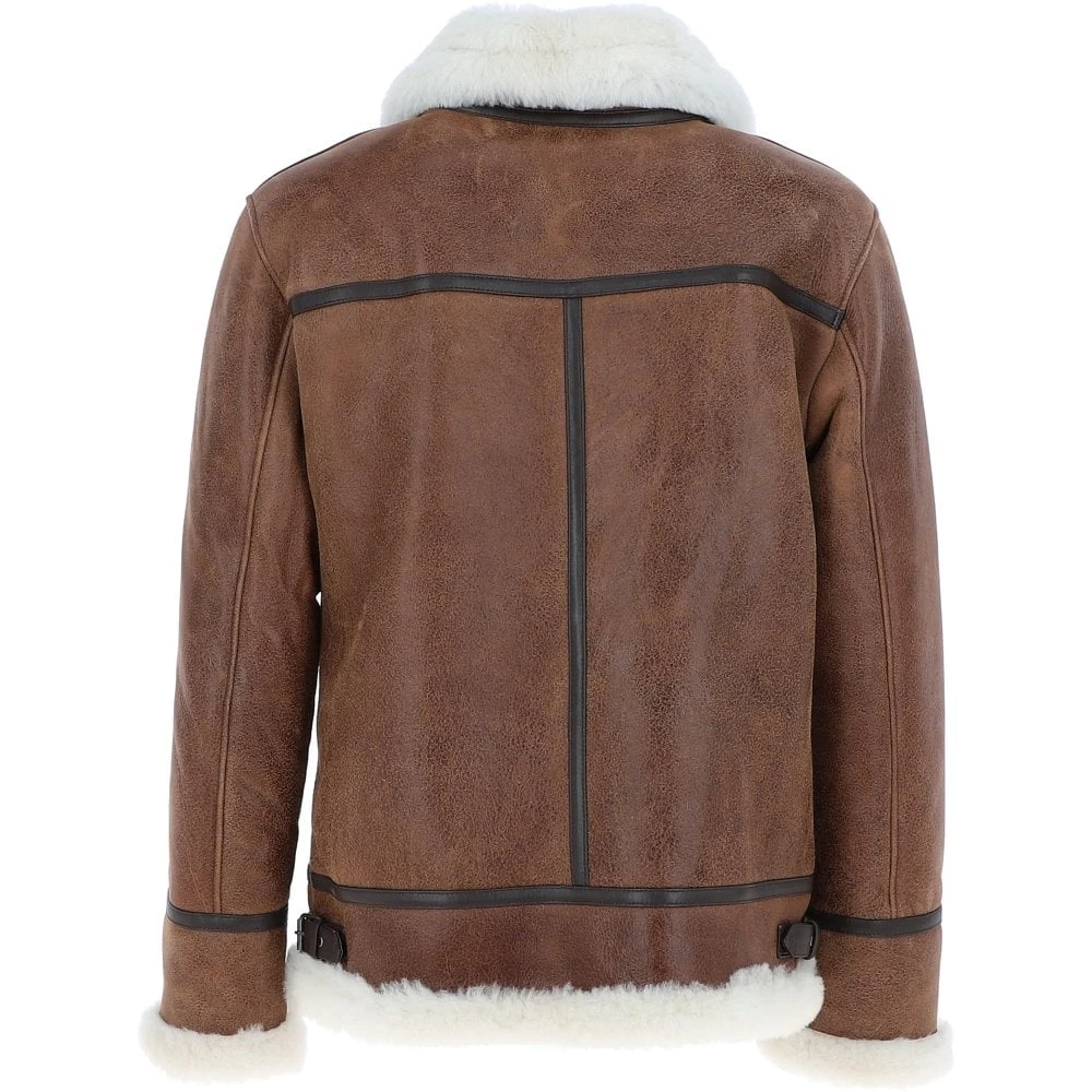 Luxury Shearling Pilot Jacket Antique : Ke-271 - Image 3