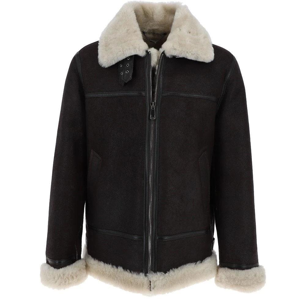 Luxury Shearling Pilot Jacket Brown/Cream: Bautista