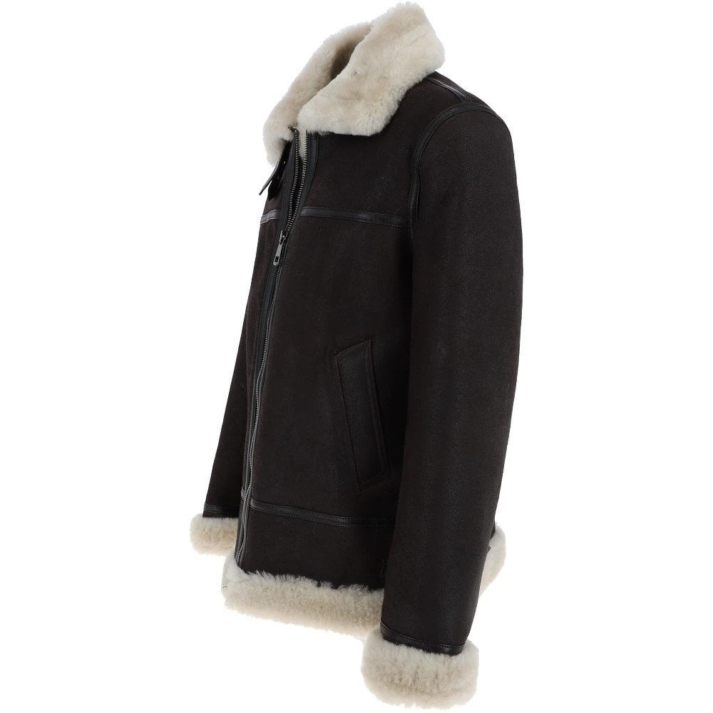 Luxury Shearling Pilot Jacket Brown/Cream: Bautista - Image 2