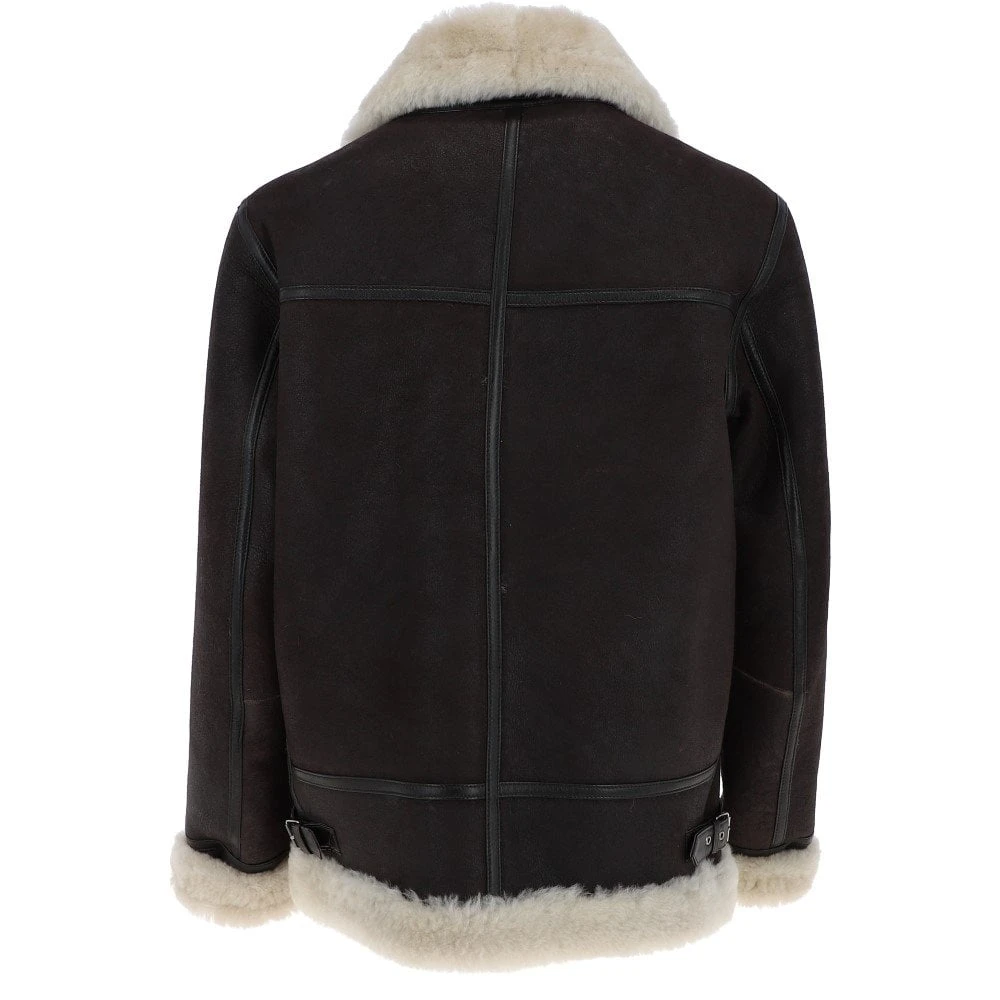 Luxury Shearling Pilot Jacket Brown/Cream: Bautista - Image 3