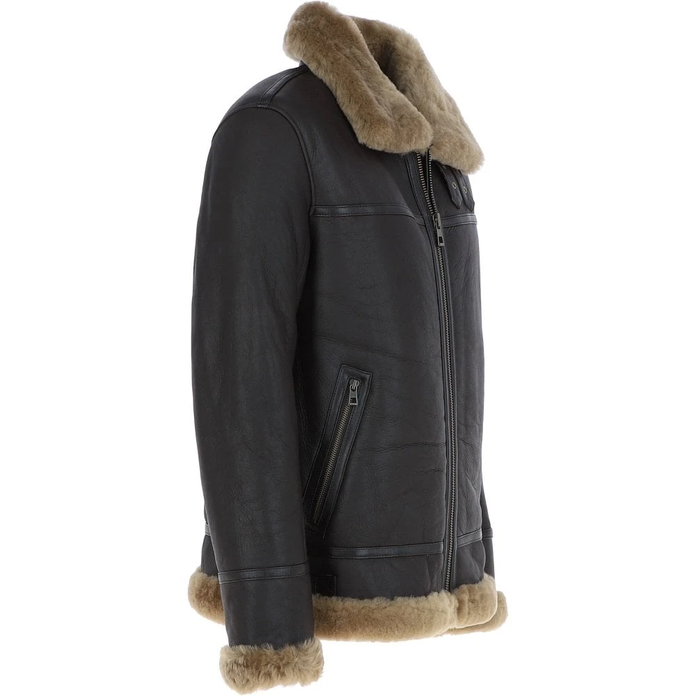 Luxury Shearling Pilot Jacket Ginger : Ke-271 - Image 4