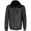 Luxury Sheepskin Pilot Bomber Jacket With A Mink Collar Black : Eilhart