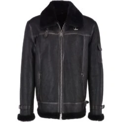 Luxury Sheepskin Pilot Jacket Black: Bonhart