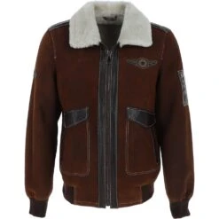 Luxury Sheepskin Pilot Jacket Buff Brown: NC Air Force