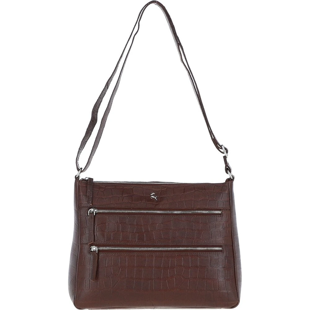 Lxlove Croc Print Leather Shoulder Bag Brandy/croc: MC3
