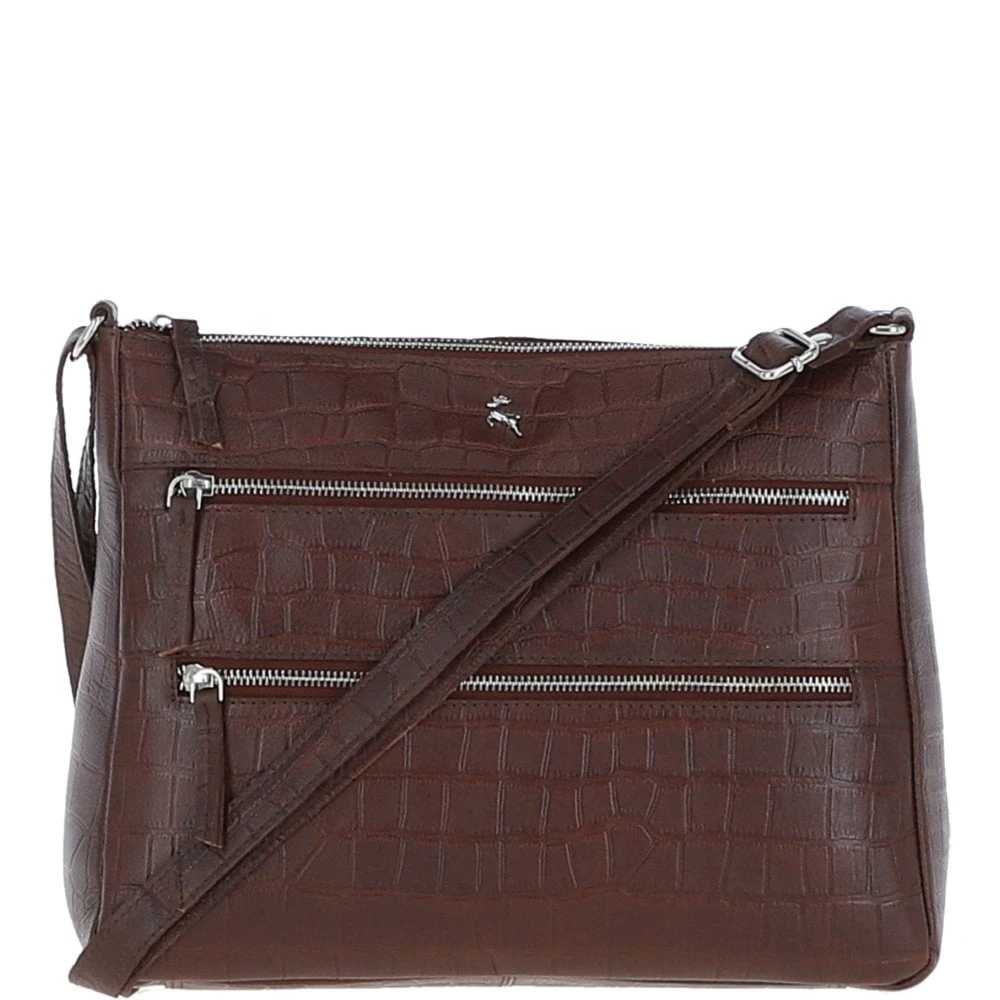 Lxlove Croc Print Leather Shoulder Bag Brandy/croc: MC3 - Image 2