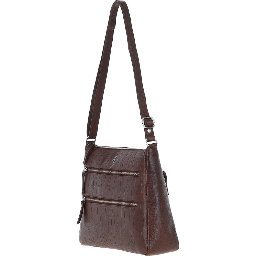 Lxlove Croc Print Leather Shoulder Bag Brandy/croc: MC3 - Image 3