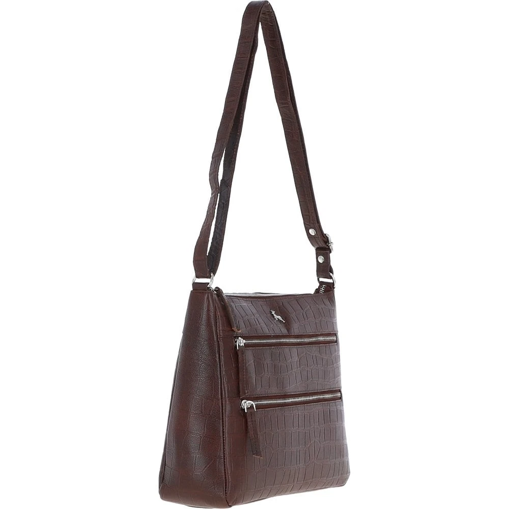 Lxlove Croc Print Leather Shoulder Bag Brandy/croc: MC3 - Image 7