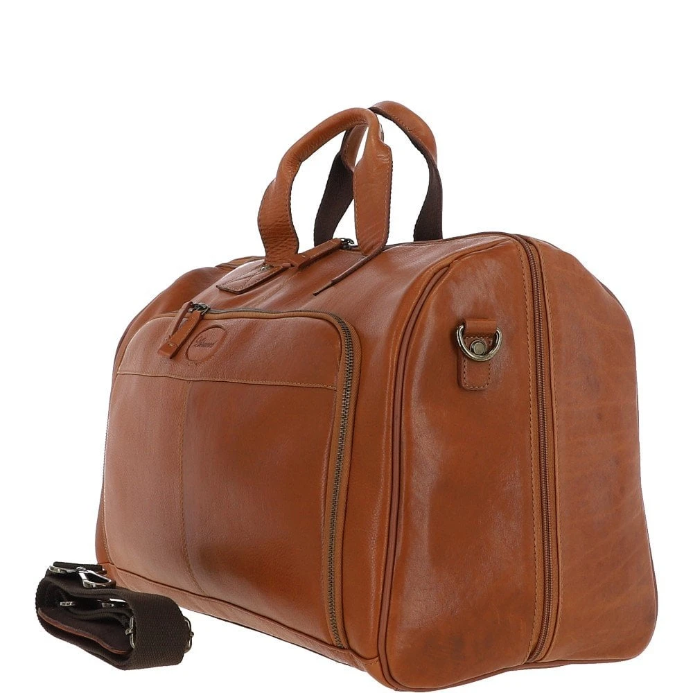 Mayfair Hi Veg Leather Flight-Cabin Weekend Holdall Tempo Tan : 8150 - Image 2