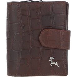 Medium Croc Print Leather Wallet Purse Brandy/croc: MC7
