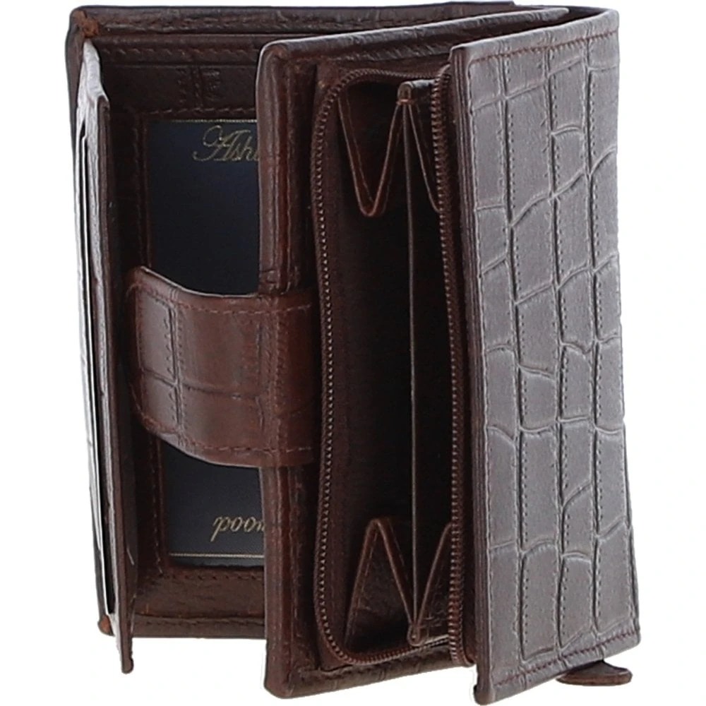 Medium Croc Print Leather Wallet Purse Brandy/croc: MC7 - Image 3