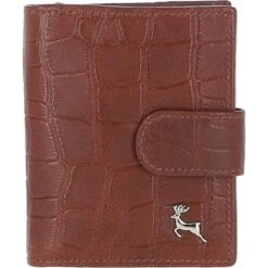 Medium Croc Print Leather Wallet Purse Cognac/croc: MC7