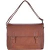 Medium Leather Vintage Wash Messenger Bag With Laptop Sleeve Tan: 1336