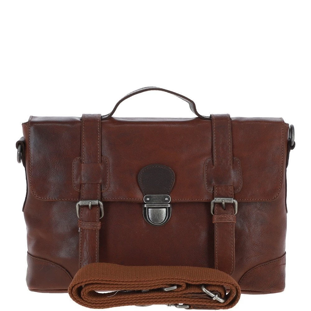 Medium Leather Work Briefcase Tan/brown : 4554