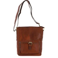 Medium Vintage Wash Leather Travel Bag Tan: G-32