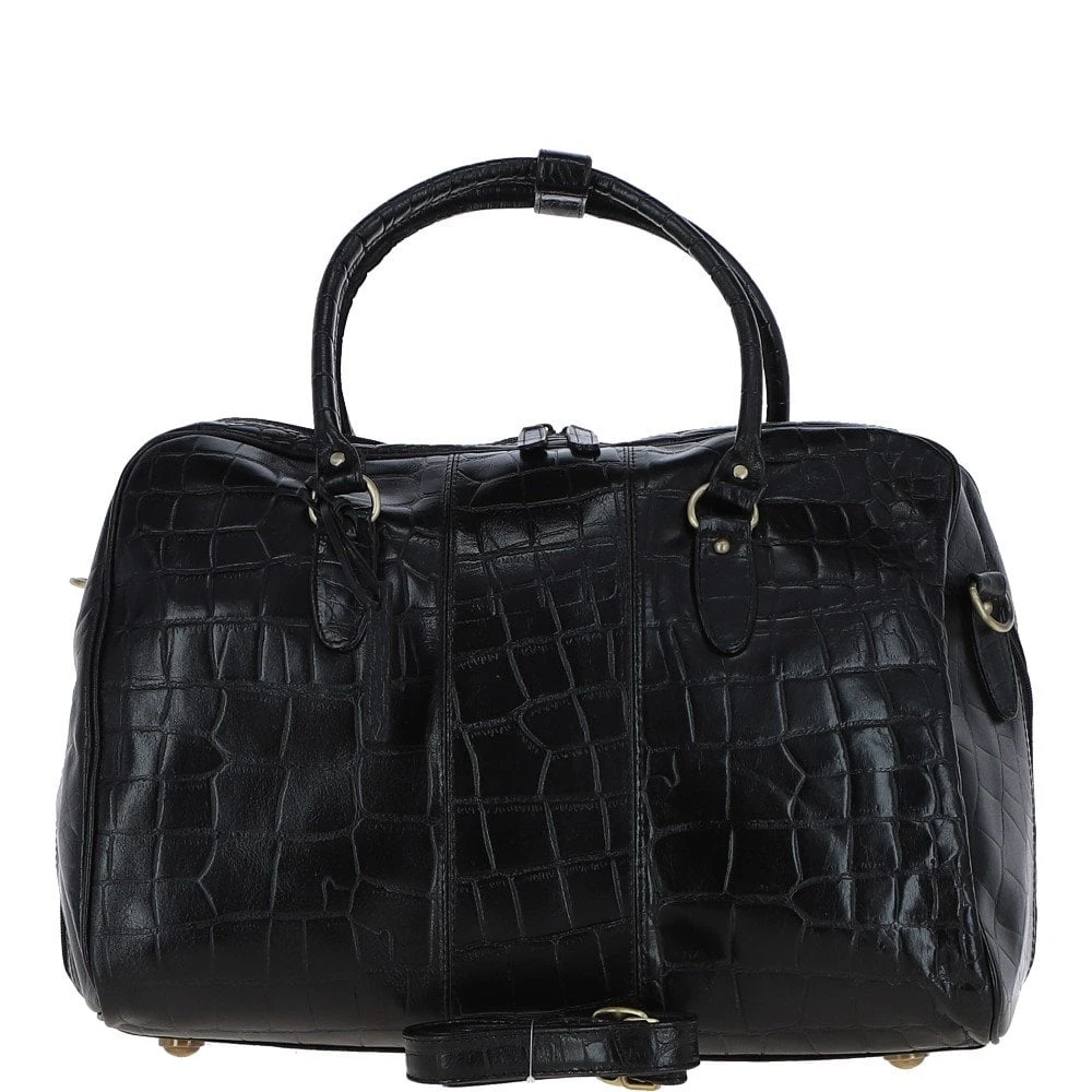 Medium Weekend Leather Holdall Blk/croc : Harry
