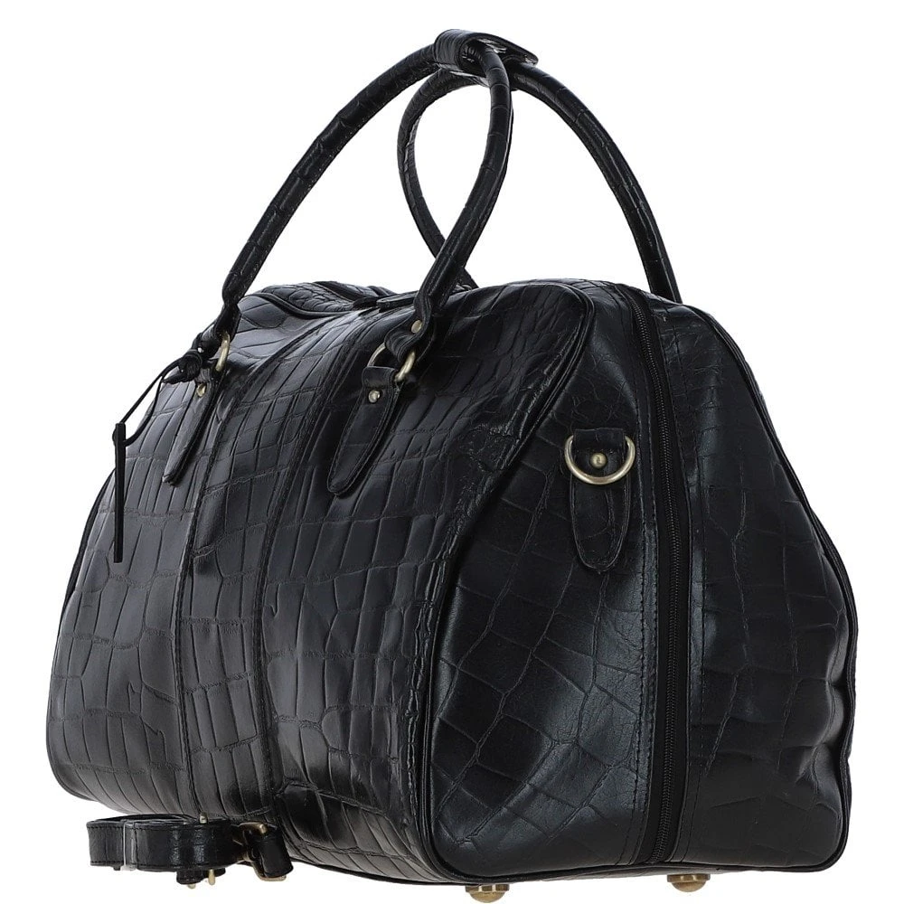 Medium Weekend Leather Holdall Blk/croc : Harry - Image 2
