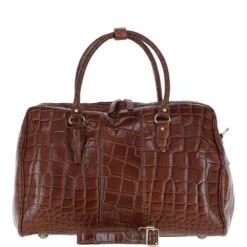 Medium Weekend Leather Holdall Cognac/croc : Harry