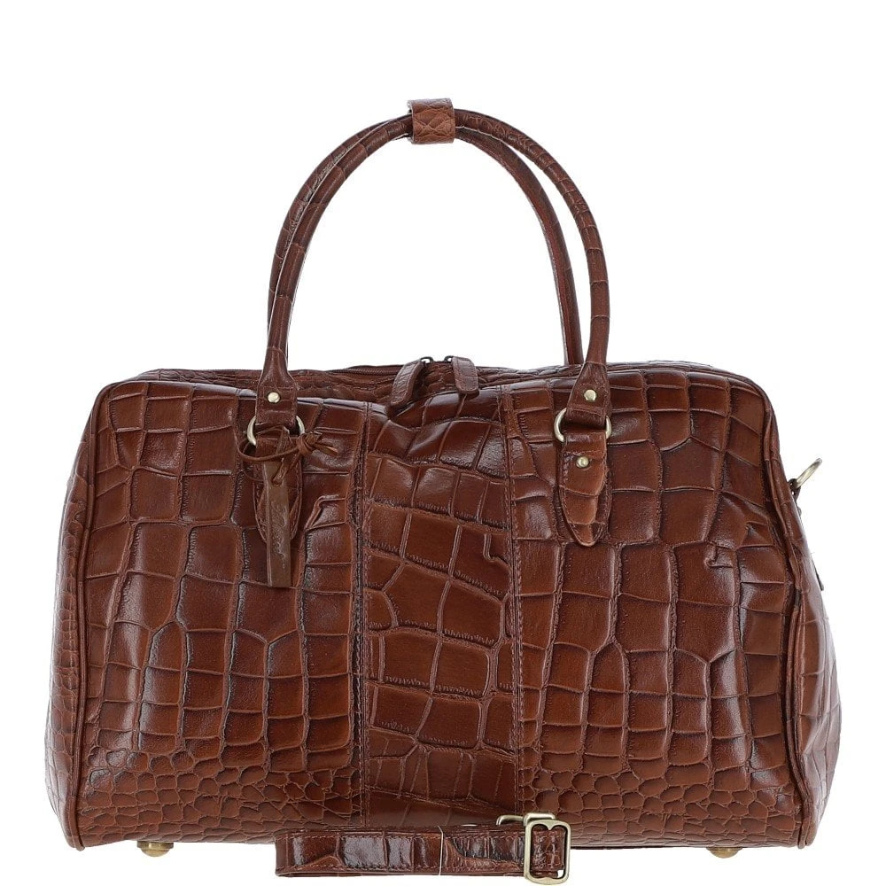 Medium Weekend Leather Holdall Cognac/croc : Harry