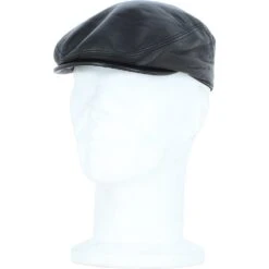 Men's Classic Leather Flat Cap Black: E15-195