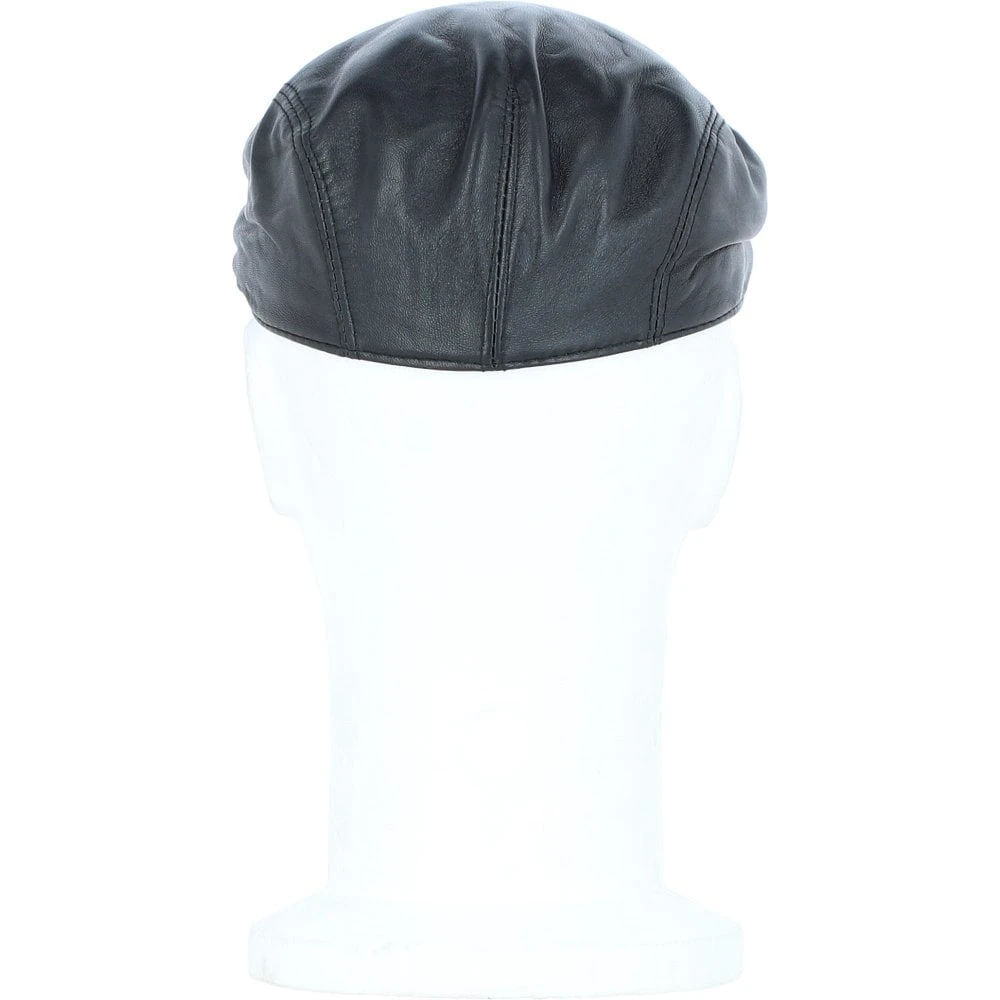 Men's Classic Leather Flat Cap Black: E15-195 - Image 3