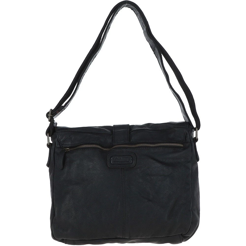 Mens Four Pocket Leather Messenger Bag Black : Cyrus - Image 3