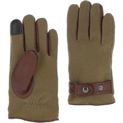 Mens Leather And Fabric Gloves Tan: 708