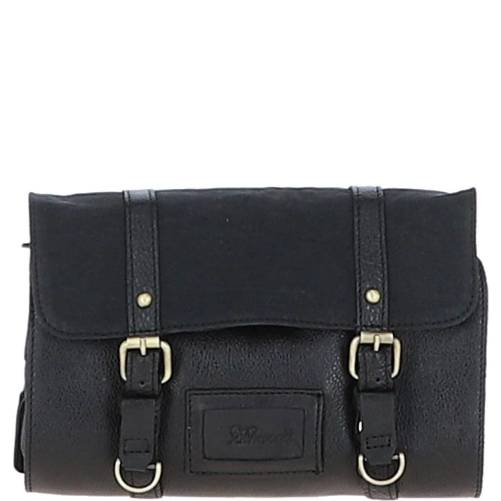 Mens Leather & Canvas Hanging Toiletry Bag Black : 7010