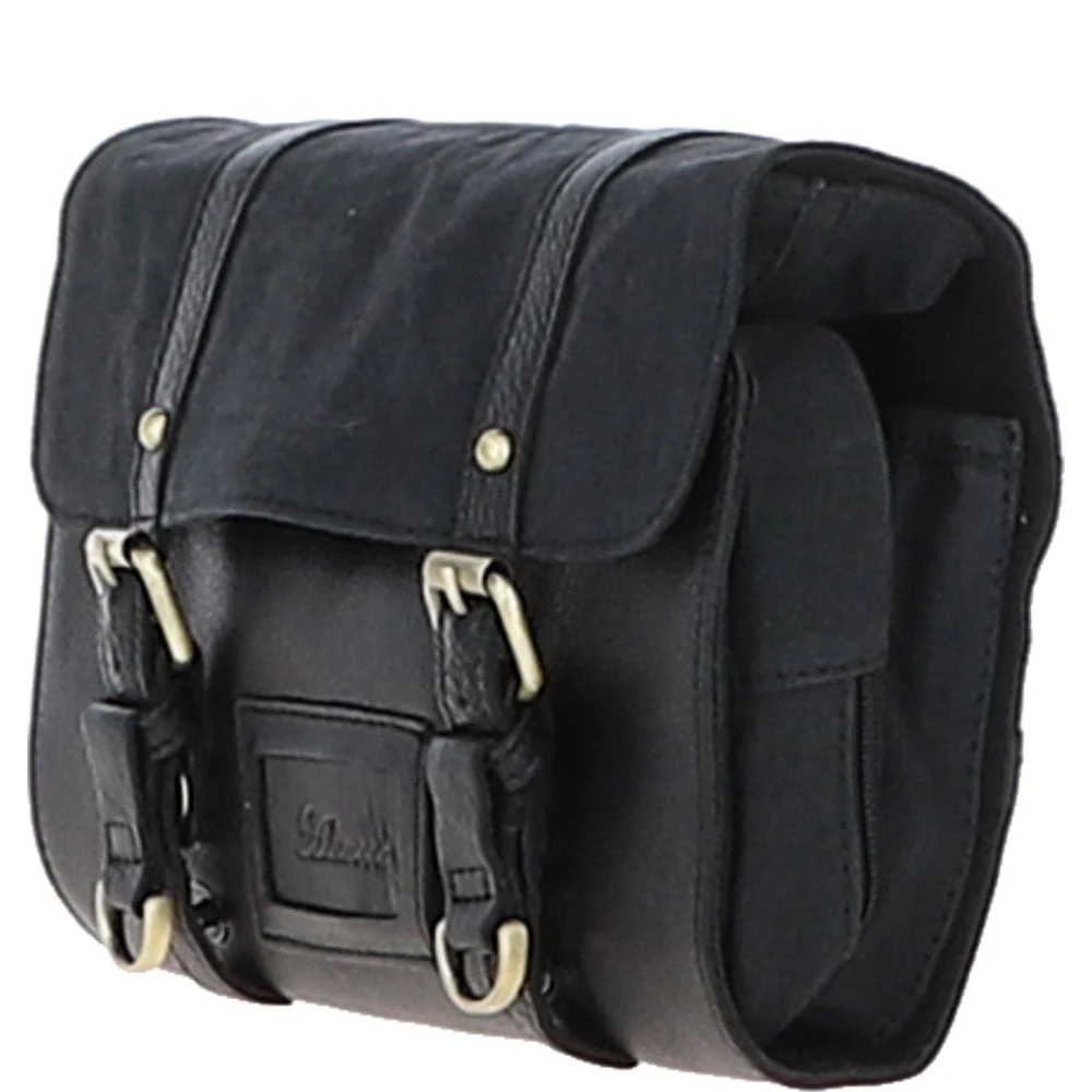 Mens Leather & Canvas Hanging Toiletry Bag Black : 7010 - Image 3