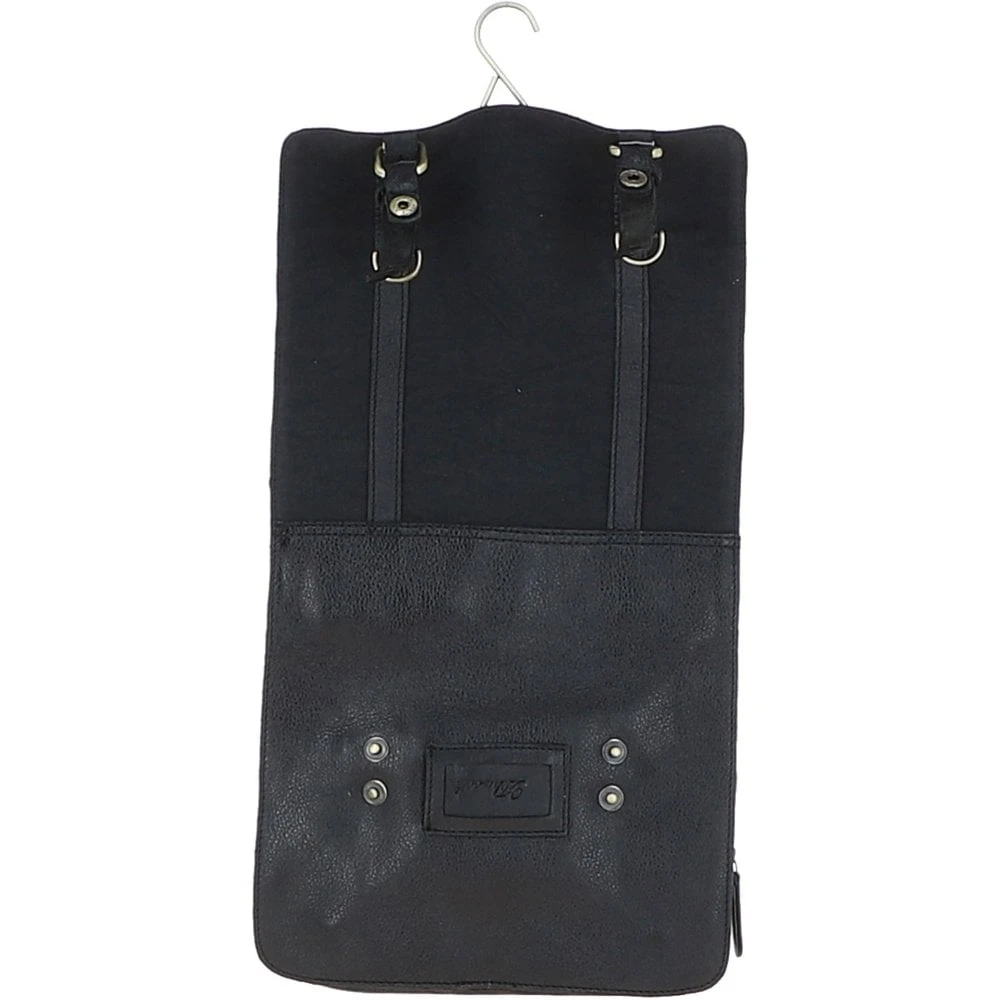 Mens Leather & Canvas Hanging Toiletry Bag Black : 7010 - Image 6
