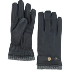 Men's Leather Gloves Black/grey: GB-525