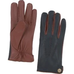 Men's Leather Gloves Black/tan: GB-535