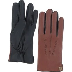 Men's Leather Gloves Tan/black: GB-535
