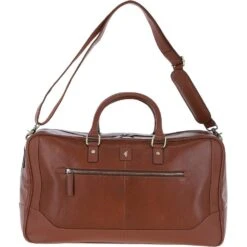 Mens Leather Holdall Weekend Bag Chestnut: Calvin