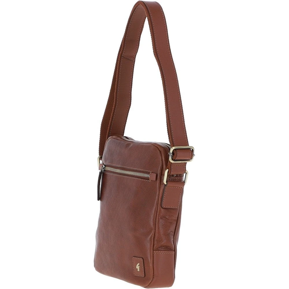 Mens Leather Messenger Bag Chestnut: GB Logan - Image 2