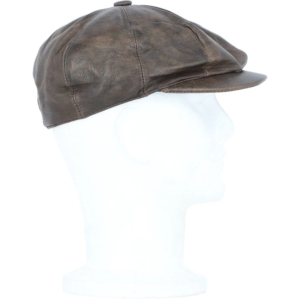 Men's Leather Peaky Blinders Newsboy Cap Brown: E37-72 - Image 4
