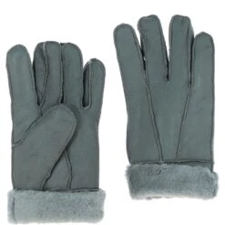 Mens Leather Sheepskin Gloves Greyish Green: DB-705