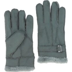 Mens Leather Sheepskin Gloves Greyish Green: DB-707